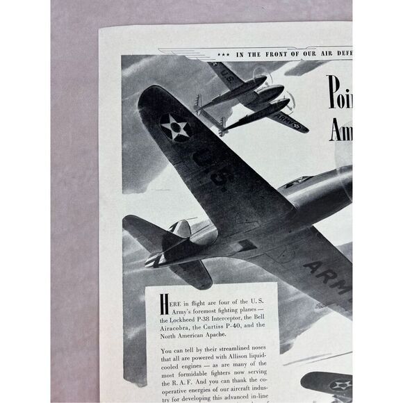 1941 Allison Advertisement WWII Aircraft Engine Army Lockheed P-38 Vtg Print AD - Picture 3 of 6